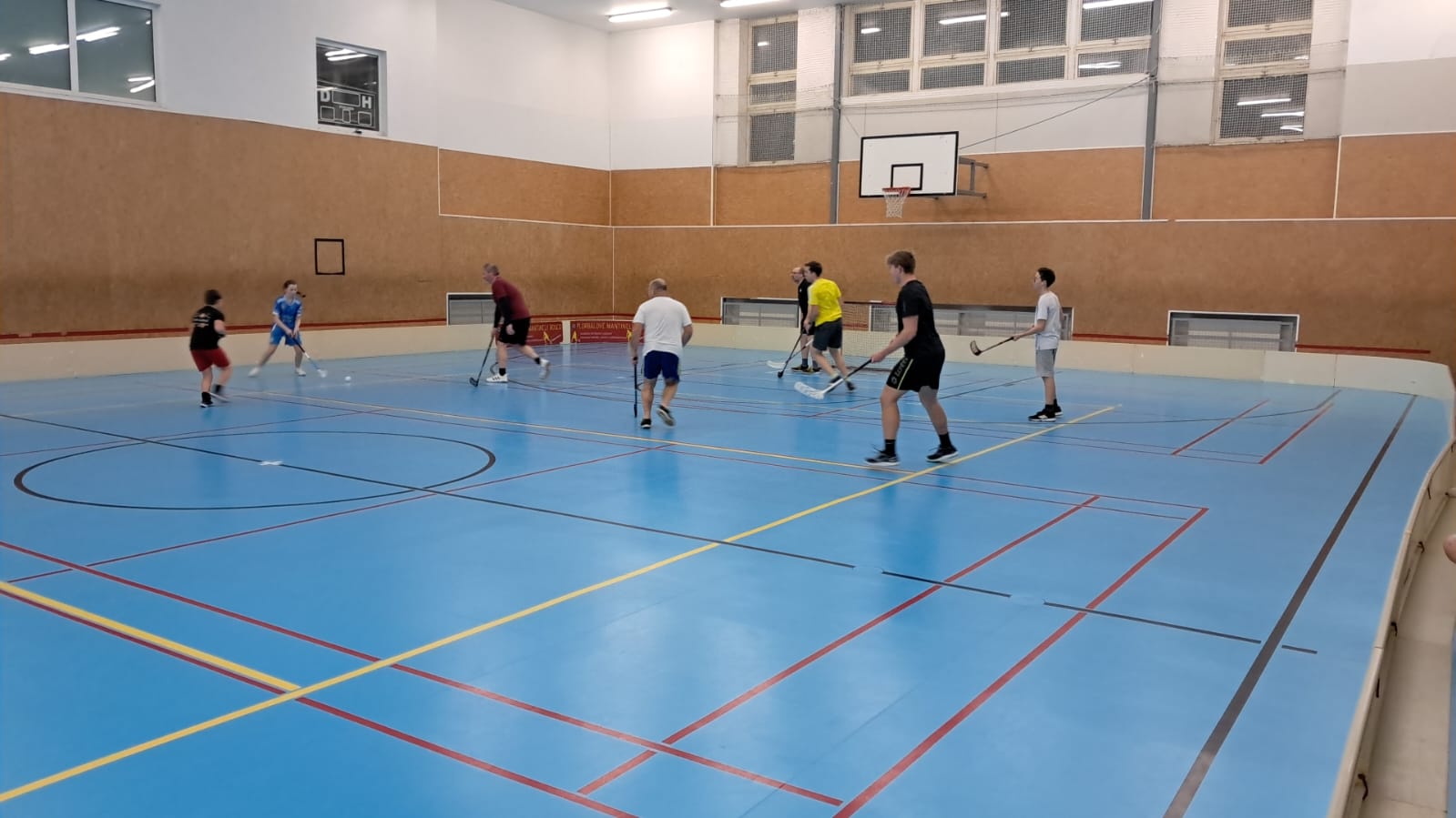 Hra florbalu ve sportovní hale Davle